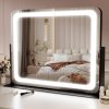 Lighted Makeup Mirror with Light, 9"x11" Vanity Mirror with Lights, Portable Tabletop Cosmetic Make Up Mirror, Smart Touch Control, Dual Power Supply, 360°Rotation