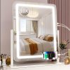 Lighted Makeup Mirror with Light, 9"x11" Vanity Mirror with Lights, Portable Tabletop Cosmetic Make Up Mirror, Smart Touch Control, Dual Power Supply, 360°Rotation