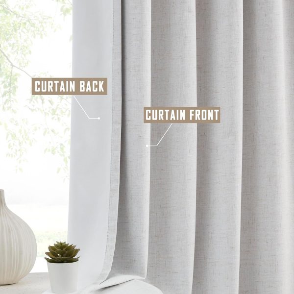 915D3mycIXL._AC_SL1500 Linen Blended Pinch Pleated Drapes,Blackout and Thermal Insulated Noise Reducing Pleated Curtains for Bedroom Nursery,Backtab 108 Inches with 9 Hooks,40"x108", 1 Panel,Natural Beige