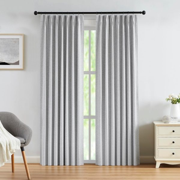 915pcCUqXcL._AC_SL1500 Linen Blended Pinch Pleated Drapes,Blackout and Thermal Insulated Noise Reducing Pleated Curtains for Bedroom Nursery,Backtab 108 Inches with 9 Hooks,40"x108", 1 Panel,Natural Beige