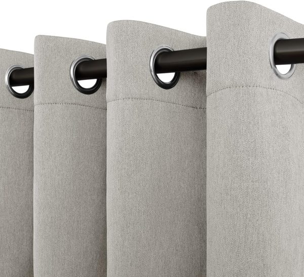 9161L8KcN5L._AC_SL1500 Linen Textured 100% Blackout Curtain 100x96 Inch Extra Wide Patio Sliding Door Curtain Solid Thermal Insulated Room Curtain for Bedroom, Living Room (1 Panel, White)