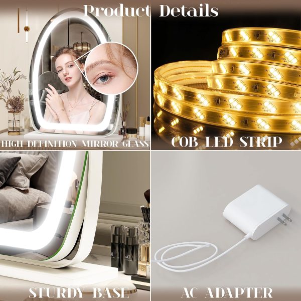 917AsvZDiVL._AC_SL1500 Vanity Mirror with Lights, 17x13 inch LED Lighted Makeup Mirror, Large Makeup Mirror with Lights, Touch Sensor with 3-Color Lighting, Dimmable for Vanity Desk Tabletop, Bedroom