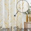 Tree Print Yellow Grey and White Curtains for Living Room Windows - Linen Textured Grommet Branches Pattern Window Treatment Set for Bedroom - 50" W x 96" L - (2 Panels)