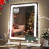 Vanity Mirror with Lights - 15"x12.6" LED Lighted Makeup Mirror, Large Makeup Mirror with Lights, Touch Screen with 3-Color Lighting, Dimmable, for Vanity Desk Tabletop, Bedroom