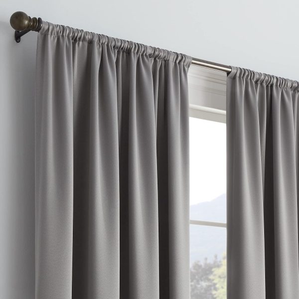 Modern Room Darkening Rod Pocket Window Curtain for Bedroom (1 Panel), 54 in x 54 in, Grey