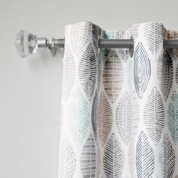 91ESq6G3bDL._AC_SL1500 Leaf Print Semi-Sheer Grommet Curtain Panel, 40" x 84, White