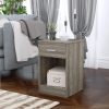 91Hmh6Alz2L._AC_SL1500 2-Tier Nightstand End Table Side Table for Bedroom Home Office Bedside Cabinets with 1-Drawer and Open Shelf, Weathered Grey