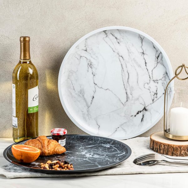 91L-PLaIImL._AC_SL1500 12 Piece Melamine Dinnerware Set - Durable, Dishwasher Safe Blue Plates and Bowls - Dining, Parties, Camping Dish Set Blue Planet Collection