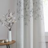 Gray Tan Leaf Floral Print Metallic Sheer Curtain Panels for Autumn Fall Rustic Living Room Bedroom Sparkling Decorative Grommet Top Window Treatment Farmhouse Drape, 40"x84"x2
