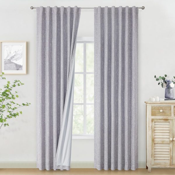 91NZYBUOajL._AC_SL1500 Chambray Blue Full Blackout Curtains 84 inch for Bedroom Living Room Darkening Soundproof Window Panels Thermal Insulated Rod Pocket Back Tab Grayish Blue Drapes 2 Panels 50" Wx84 L