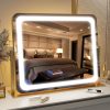 Vanity Mirror with Lights - 15"x12.6" LED Lighted Makeup Mirror, Large Makeup Mirror with Lights, Touch Screen with 3-Color Lighting, Dimmable, for Vanity Desk Tabletop, Bedroom