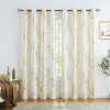 Tree Print Yellow Grey and White Curtains for Living Room Windows - Linen Textured Grommet Branches Pattern Window Treatment Set for Bedroom - 50" W x 96" L - (2 Panels)