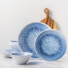 12 Piece Melamine Dinnerware Set - Durable, Dishwasher Safe Plates and Bowls - Casual Dining, Parties, Blue Dish Set Organica Blue Collection