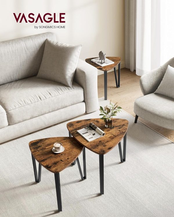 91cWaMOy9aL._AC_SL1500 Nesting Coffee Tables, End Tables Set of 2 for Living Room Bedroom, Industrial Small Stacking Side Tables with Metal Frame for Couch, Rustic Brown and Black ULET013B01