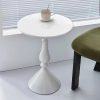 91cf057a-a9a1-4928-88a3-5cadc030da3a European Style Metal Pedestal Side Table - Space Saving, Non-Slip, Anti-Scratch Cream Round Table for Sofa, Bedroom Nightstand, Occasional Elegance Table - 16.54x22.83inch - No Assembly Required