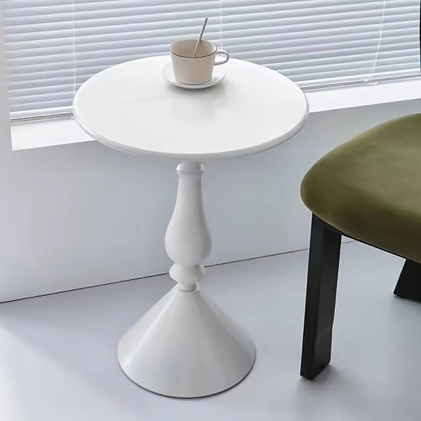 91cf057a-a9a1-4928-88a3-5cadc030da3a European Style Metal Pedestal Side Table - Space Saving, Non-Slip, Anti-Scratch Cream Round Table for Sofa, Bedroom Nightstand, Occasional Elegance Table - 16.54x22.83inch - No Assembly Required