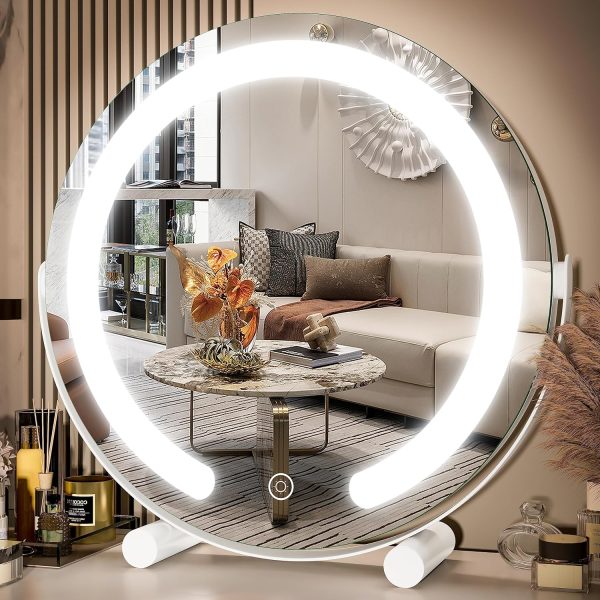 91kNOtpQ5jL._AC_SL1500 Vanity Mirror with Lights, 17x13 inch LED Lighted Makeup Mirror, Large Makeup Mirror with Lights, Touch Sensor with 3-Color Lighting, Dimmable for Vanity Desk Tabletop, Bedroom