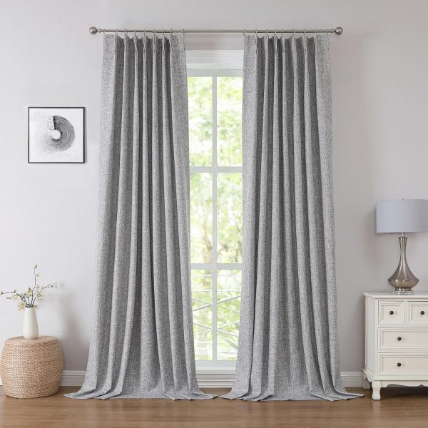 91omdfZXnxL._AC_SL1500 Linen Blended Pinch Pleated Drapes,Blackout and Thermal Insulated Noise Reducing Pleated Curtains for Bedroom Nursery,Backtab 108 Inches with 9 Hooks,40"x108", 1 Panel,Natural Beige