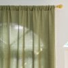 91ozIc9znVL._AC_SL1500 Curtains 63 Inches Long, Bohemian Linen Style Textured Curtains with Tassels for Bedroom, Semi Blackout Farmhouse Drapes, Rod Pocket Window Treatments 2 Panels, 52" x 63", Olive Green