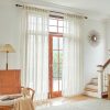 91q811pd2CL._AC_SL1500 White Linen Sheer Curtains 96 Inch Length for Extra Wide Windows 84 Inch Width 2 Panel Back Tab Pocket Light Filter Semi Sheer Long Skinny Curtains for Living Room Rustic Farmhouse 8 FT Wide 84 x 96