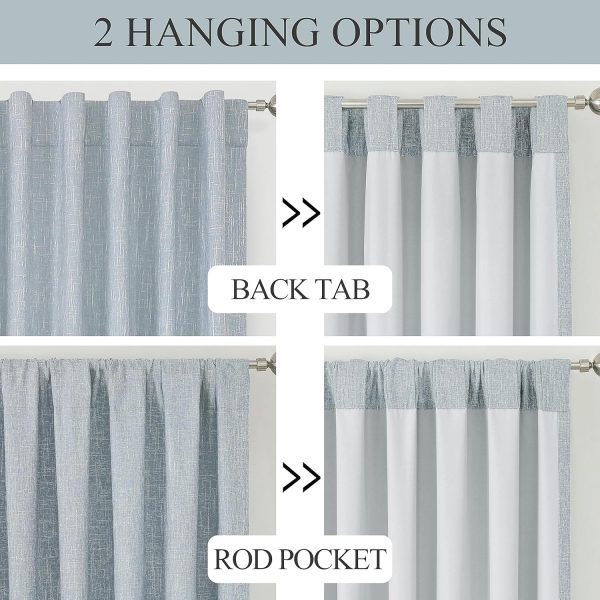 91rO4V7MNlL._AC_SL1500 Chambray Blue Full Blackout Curtains 84 inch for Bedroom Living Room Darkening Soundproof Window Panels Thermal Insulated Rod Pocket Back Tab Grayish Blue Drapes 2 Panels 50" Wx84 L