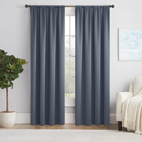 Modern Room Darkening Rod Pocket Window Curtain for Bedroom (1 Panel), 54 in x 54 in, Grey