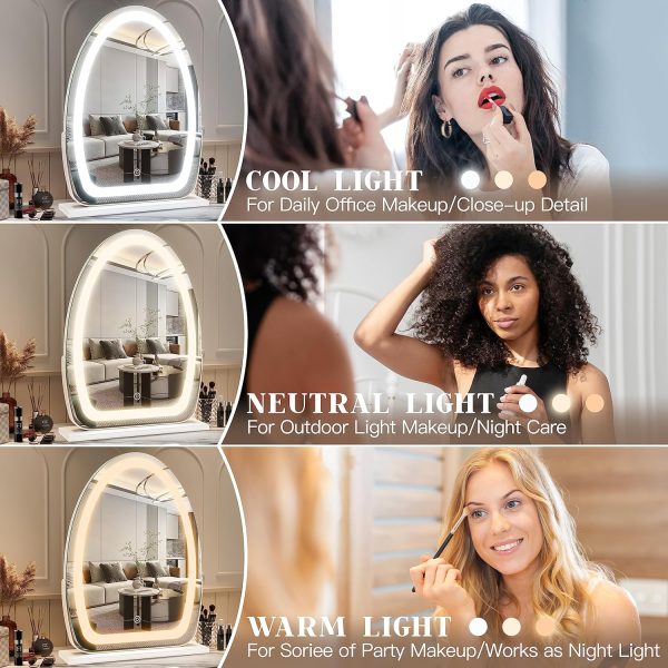 91wBxfbvbrL._AC_SL1500 Vanity Mirror with Lights, 17x13 inch LED Lighted Makeup Mirror, Large Makeup Mirror with Lights, Touch Sensor with 3-Color Lighting, Dimmable for Vanity Desk Tabletop, Bedroom