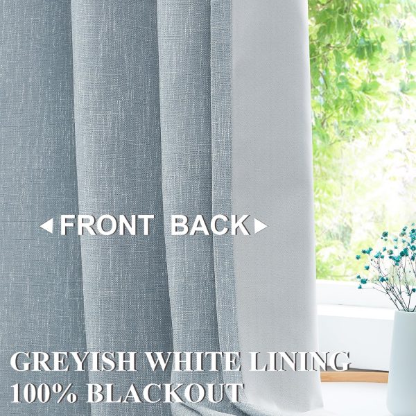 91xPY64uJnL._AC_SL1500 Chambray Blue Full Blackout Curtains 84 inch for Bedroom Living Room Darkening Soundproof Window Panels Thermal Insulated Rod Pocket Back Tab Grayish Blue Drapes 2 Panels 50" Wx84 L