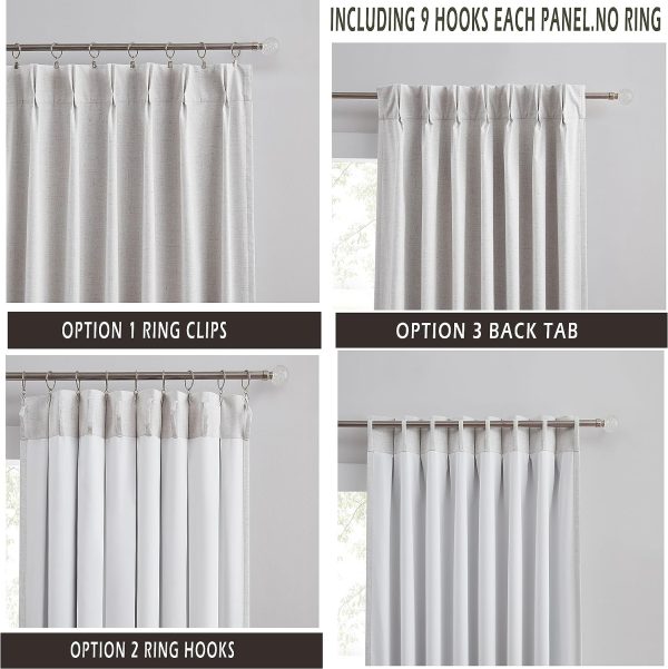 91ybmfQzfOL._AC_SL1500 Linen Blended Pinch Pleated Drapes,Blackout and Thermal Insulated Noise Reducing Pleated Curtains for Bedroom Nursery,Backtab 108 Inches with 9 Hooks,40"x108", 1 Panel,Natural Beige