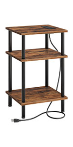 Tall Side Table with Charging Station