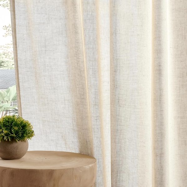 Linen Curtains for Living Room,Semi-Sheer Curtains 90 Inches Long,Living Room Curtains 2 Panel Sets,Cream Curtains Pinch Pleated Curtains & Drapes(W52 x L90 Inch, Linen)