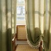 A1S69O8Tr6L._AC_SL1500 Curtains 63 Inches Long, Bohemian Linen Style Textured Curtains with Tassels for Bedroom, Semi Blackout Farmhouse Drapes, Rod Pocket Window Treatments 2 Panels, 52" x 63", Olive Green
