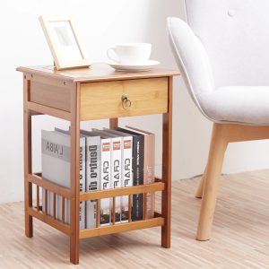 Bamboo-Bedside-Table-with-Drawer-Bedroom-Nightstand-Plant-Storage-Shelving-Unit Bamboo Bedside Table with Drawer Bedroom Nightstand Plant Storage Shelving Unit