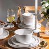 Ceramic Dinnerware Sets of 4, Modern Flat Stoneware Plates and Bowls Sets,Chip and Crack Resistant | Dishwasher & Microwave Safe