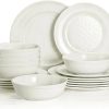 Dinnerware Sets Service for 6, Melamine Dinner Plates and Bowls Set, 18-Piece Dishes Set (Red & Black)