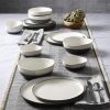 Double Bowl Dinnerware Set, Service for 4 (16pcs), White and Black