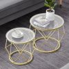 Gold-Coffee-Table-Round-End-Table-Set-of-2-Coffee-Table-with-Metal-Frame-and-Tempered_840c4b03-6e6a-4a83-aaf4-4e1a5bf52875 Gold Coffee Table, Round End Table Set of 2, Coffee Table with Metal Frame and Tempered Glass Top, Modern Accent Side Table