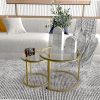 Gold-Nesting-Coffee-Table-Set-of-2-Small-Glass-Round-Nesting-Tables-for-Living-Room-Bedroom Gold Nesting Coffee Table Set of 2, Small Glass Round Nesting Tables for Living Room Bedroom, Accent Tea Table with Metal Frame