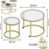 Gold-Nesting-Coffee-Table-Set-of-2-Small-Glass-Round-Nesting-Tables-for-Living-Room-Bedroom_af3457a5-6b36-429a-9040-6ecbb4ae42a5 Gold Nesting Coffee Table Set of 2, Small Glass Round Nesting Tables for Living Room Bedroom, Accent Tea Table with Metal Frame
