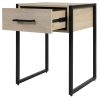 Industrial Bedroom Nightstand, 1 Drawer, Beige Oak