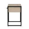 Industrial Bedroom Nightstand, 1 Drawer, Beige Oak