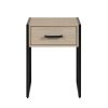 Industrial Bedroom Nightstand, 1 Drawer, Beige Oak