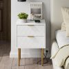 Masupu-Nightstand-Mid-Century-Modern-Bedside-Table-with-2-Storage-Drawer-Small-Gold-Frame-Side-End Nightstand,Mid-Century Modern Bedside Table with 2 Storage Drawer,Small Gold Frame Side End Table for Bedroom,Living Room