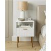 Nightstand,Small Bedside Table with Gold Frame,White Night Stand,Bedside Furniture,Side Table with Drawer and Shelf for Bedroom