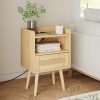 Nightstand-with-Charging-Station-Bedside-Table-with-PE-Rattan-Decor-Drawer-Rattan-Night-Stand-with-Solid_3a992b5c-658e-4ca9-9a42-7be85ee5d485 Nightstand with Charging Station,Bedside Table with PE Rattan Decor Drawer,Rattan Night Stand with Solid Wood Legs