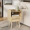 Nightstand-with-Charging-Station-Bedside-Table-with-PE-Rattan-Decor-Drawer-Rattan-Night-Stand-with-Solid_bbac1eb3-d4d9-44fd-b371-b934a54e91a9 Nightstand with Charging Station,Bedside Table with PE Rattan Decor Drawer,Rattan Night Stand with Solid Wood Legs