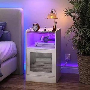 Nightstand-with-Power-Outlet-and-LED-Light-Side-End-Table-with-Storage-Cabinet-Modern-Bedside-Table_fa77a903-8ad2-4b08-ba08-fd59d82a31ec Nightstand with Power Outlet and LED Light, Side End Table with Storage Cabinet, Modern Bedside Table for Bedroom, Living Room