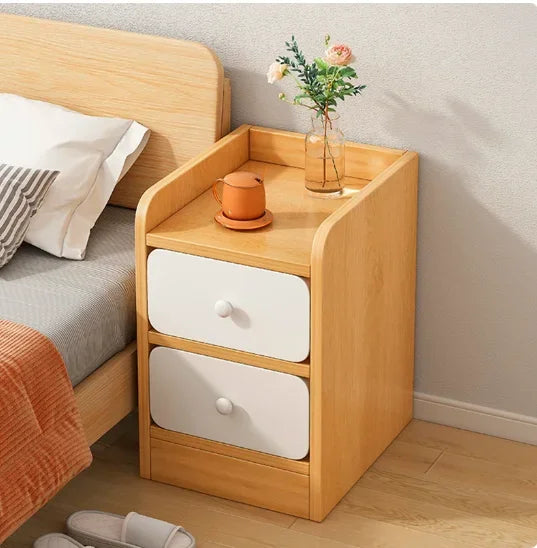 Nightstands 2 Drawers Storage Shelf, Modern End Tables Farmhouse Wood Bedside Table for Living Room and Bedroom Furniture