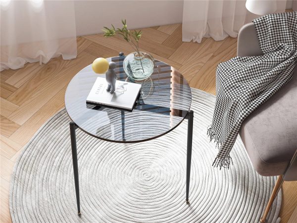 Round-Coffee-Side-End-Table-Leisure-Tempered-Glass-Side-Table-with-Sleek-Metal-Legs Round Coffee Side End Table Leisure Tempered Glass Side Table with Sleek Metal Legs