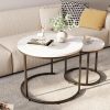 Round-Nesting-Coffee-Table-Side-Table-Set-of-2-End-Tables-for-Living-Room-Bedroom-Balcony Round Nesting Coffee Table Side Table Set of 2 End Tables for Living Room Bedroom Balcony,Faux Marble Wooden Table 31IN
